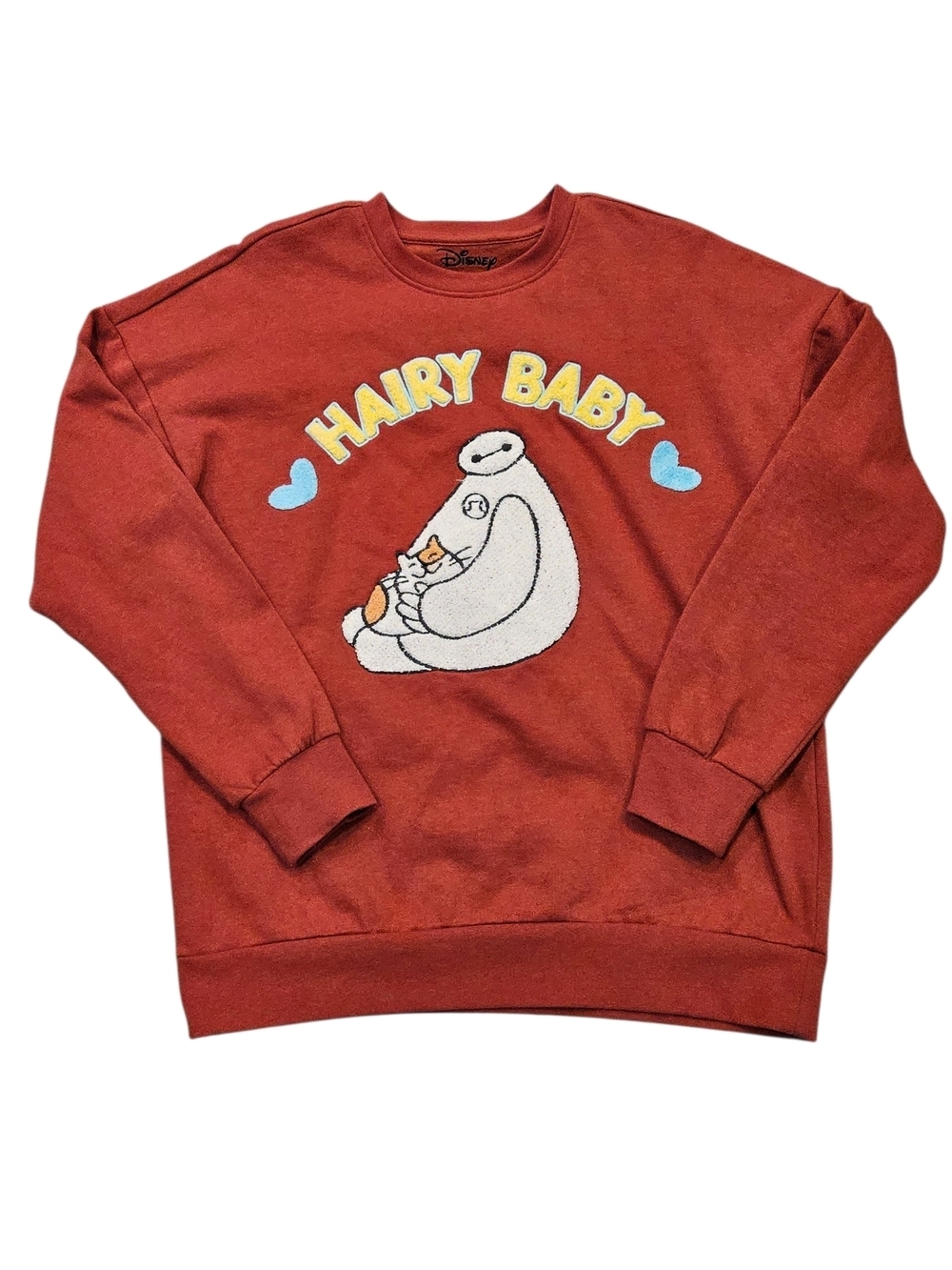 Disney Big Hero 6 Baymax & Mochi Hairy Baby Crewneck Sweatshirt Medium Unisex